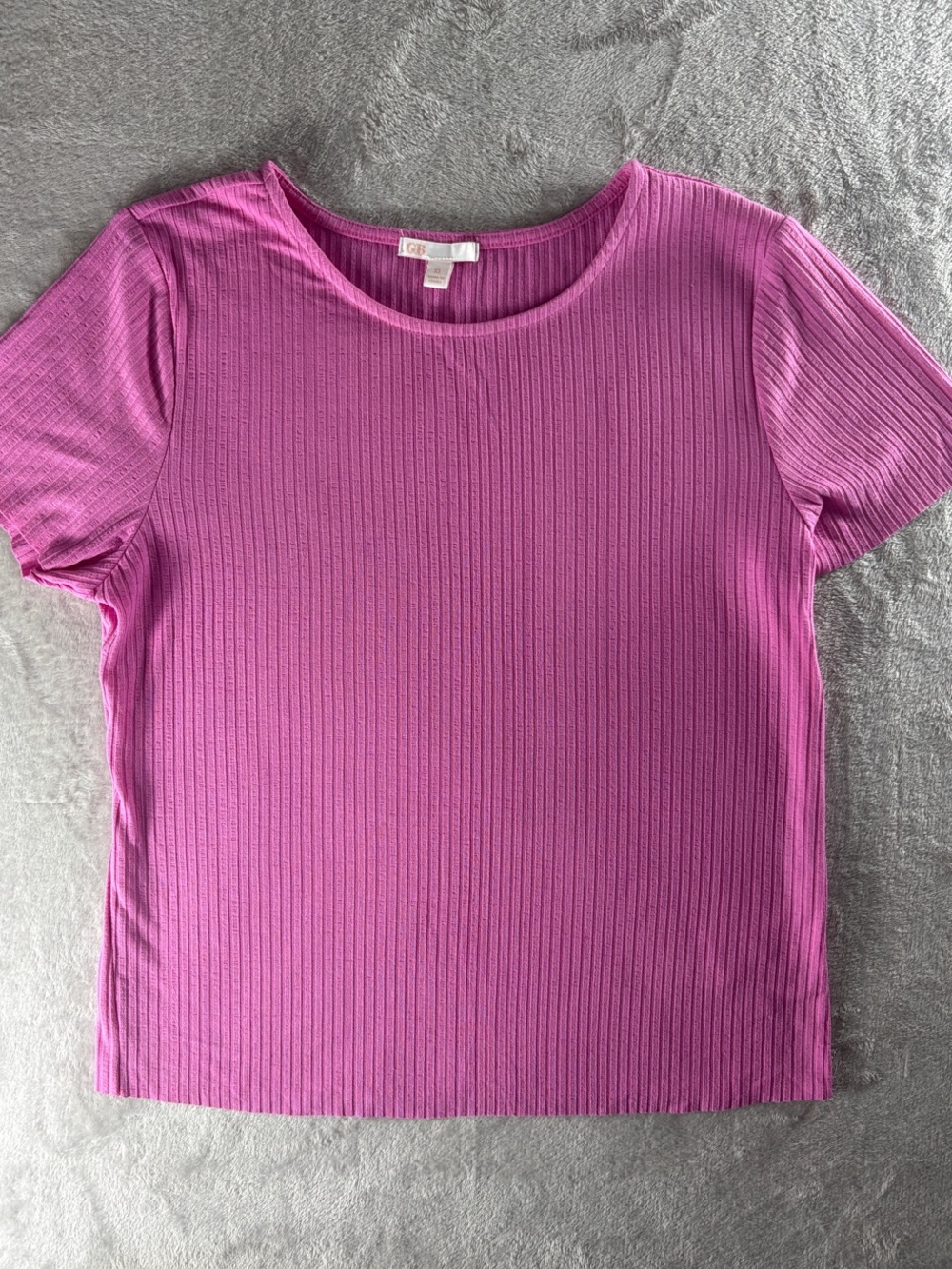 Gianni Bini Ribbed Short Sleeve Tee - Fuchsia Pink